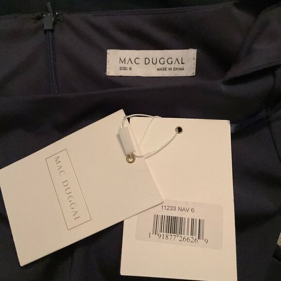 MAC DUGGAL 11233 Womens  Navy  Flounce Sleeve Square Neck Column Gown - Picture 11 of 11